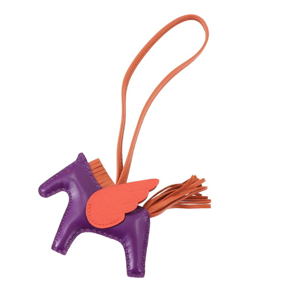 Hermes Hermès Rodeo Pegasus PM handbag charm in Anjou Milo Swift Violet Co...